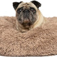 Best Pet Supplies Round Donut Dog Bed with Plush Faux Fur Fabric, Calming, Anti-Anxiety Cushion for Indoor Pets, Slip-Resistant Base, Soft Ergonomic Support - Caramel, 24x24x7''