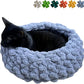 Cat Nest Bed – Premium Handwoven Washable Extra Soft Round Cave House for Indoor Kitten & Kitty, Small & Large (Grayish Blue,Large)