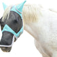 Horse Fly Mask with Ears & Long Nose Cover | Forelock Opening for Tangle-Free Mane Care | UV Protection & Breathable Mesh | No Rub Fit and Enhanced Visbility for Trail Riding Turquoise Pony