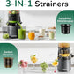 Canoly C16 Cold Press Juicer, 6" Extra Wide Feed Chute, 3-IN-1 Strainers (Juice & Sorbet & Nut Milk), Powerful AC Brushless Motor, Self Precut System, Juicer Machines with BPA-Free (Space Gray)