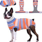 Kuoser Dog Surgery Recovery Suit for Female Male Dogs, Stripes Spay Neuter Anti-Licking Dog Onesie, Abdominal Wounds Surgical Suit Snugly Pet Collar Alternative Post Surgery Vest Bodysuit, Orange L