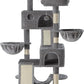 SHA CERLIN 65in Larger Cat Tree Tower Condo for Indoor Kitties/Multi-Level Furniture Activity Center with Wide Base/Cozy Plush Cat Perches/Baskets/Sisal Scratching Posts and Hammock/Grey