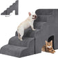 6 Step Dog Stairs&Steps 29 Inches Tall Up to 29-32 Inches High Bed, Dog Ramp Cat Stairs Pet Ladder for Small Medium Dogs, Doggie, Old Cats, Kitty, Grey