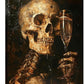 Quorin Gothic Skeleton Wall Art Goth Skull Champagne Wall Decor Dark Academia Pictures Horror Canvas Print Painting Artwork for Bathroom Living Room Bedroom 16"x24"