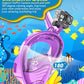QingSong Kids Snorkel Mask Full Face, Snorkeling Set with Camera Mount, Foldable 180 Degree Panoramic View Snorkeling Gear Anti-Fog Anti-Leak