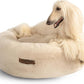 UnHide Floof Pet Bed - Large (35" x 12") - Extra Soft Dog Bed - Removable Faux Fur Cover - Machine Washable - Helps Ease Pet Anxiety & Provides The Perfect Sleep - Beige Bear