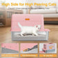 Stainless Steel Litter Box with Lid, 20L Metal Enclosed Litter Box for Big Cat, Flip-Top Design with Anti-Leakage High Sides, Large Cat Lovers Gifts (#2 Pink)