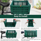 Foldable Large Green Plastic Bicycle Rear Basket with Cargo Net and Waterproof Cover Net for Shopping Outings, Pets, School, Picnics or Outdoor Activities, Easy to Install on Rack Mount