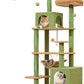 Taoqimiao Cat Tree, 68-Inch Cat Tree Cat Tower for Indoor Cats, Plush Multi-Level Cat Condo with 6 Scratching Posts, 2 Perches, 2 Caves,Hammock, 3 Pompoms,MS020ST Cactus