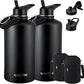 2 Pack 128 oz Insulated Water Bottle, Triple Wall Stainless Steel Flask, Keeps Drinks Cold for 48 Hrs Leak-Proof & BPA-Free Half Gallon Jug with Paracord Handle, Straw & Spout Lids(2 pack,Black)