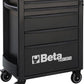Beta RSC24 Heavy Duty Rolling Tool Cabinet, 5 Drawers, Black, Ball Bearing Slides, Rubber Mat Liners, 5" Casters, Anti-Fall Edge Worktop, 1760 lbs Load Capacity, Made in Italy