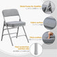 BOOSDEN Padded Folding Chair, Foldable Chair with Fabic Thick Cushion, Heavy Duty Metal Folding Chair for Outdoor & Indoor & Dining & Party, Grey