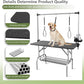 VFK 47'' Large Dog Grooming Table Stainless Steel Foldable Grooming Table for Dogs at Home Adjustable Height Arms Pet Station with Nooses, Mesh Tray, Tool Organizer