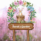 Personalized Rabbit Metal Sign with Stake,Custom Gardener Last Name Signs Outdoor Decor,Customized Flowers Gardening Birthday Gifts,Cute Animal Plaques for Patio Lawn Porch Backyard Farmhouse Outside