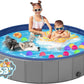 YSJILIDE Portable Dog Pool PVC Pet Swimming Bathtub Collapsible Hard Plastic Pool for Pets to Swim and Bath (XL-63"x 12"Dark Grey)
