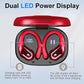 Ltinist Wireless Earbud, Bluetooh 5.4 Headphones Pure Bass Sound with Earhooks, 75H Battery in-Ear Sport Earbud with Dual-LED Display, IP7 Waterproof Earphones Built-in Microphone for Running, Red
