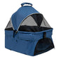 Pet Stroller, 4 Wheels Dog Cat Carrying Cart, Foldable Puppy Carrier with Storage Bag and Detachable Grid Structure for Small/Medium Dogs Cats Up to 44Lbs (Blue)
