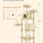 Feandrea Cat Tree, 81.1-Inch Large Cat Tower with 13 Scratching Posts, 2 Perches, 2 Caves, Basket, Hammock, Pompoms, Multi-Level Plush Cat Condo for Indoor Cats, Beige UPCT190M01