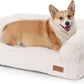 FUKUMARU Cute Dog Bed, Fluffy Pet Bed with TPU Layer Keeping Lining Dry, Dog Couch Medium Size Dogs Easy to Care, Warm Cat Bed with Removable Zipper Cover, 36inch, Large, Cream