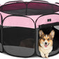 A4Pet Puppy Playpen Indoor, 39.5” Portable Pet Playpen with Bowl, Suitable for Puppies, Kittens, and Small Animals, Removable Zipper & Mesh Panel(16”W × 10”H)