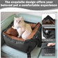 Dog Car Seat for Small Dogs, Large Leather Dog Car Bed with Storage Pocket, Waterproof PVC Leather Booster Seat Travel Bed for Front & Back Seat, Clip-On Safety Leash (Black/Brown)