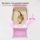 RIZZARI Large Stainless Steel Cat Litter Box: Open Top Leak-Proof Large Cat Pan - Odor Control for Indoor Multi-Cat Homes (Light Pink, 23.8" L*16" W*12" H)