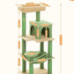 Cactus Cat Tree for Indoor Cats, 45.7" Multi-Level Cat Tower with Large Metal Frame Hammock, Cat Condo with 4 Scratching Posts and Top Perch, Green