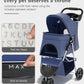 Pet Stroller with 3 Wheels for Small/Medium Pets, Portable Travel Foldable Carrier Jogger for Dog Cat Puppy Kitty, Rear Wheel Breaks, Storage Basket, Visible Mesh Weather Cover (Navy Blue)
