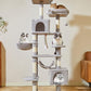 Taoqimiao Cat Tree, 71-Inch Cat Tree Cat Tower for Indoor Cats, Plush Multi-Level Cat Condo with 10 Scratching Posts, 2 Perches,Basket, 2 Caves,Hammock, 2 Pompoms,MS020W Light Gray