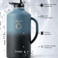 Trebo 128 oz Water Bottle Insulated with Handle, One Gallon Stainless Steel Metal Large Jug, Travel Flask with Straw Spout Lid, Mug Tumbler Cup with Carry Pouch, Keep Cold Hot, Indigo Black