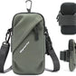 Phone Holder Arm Bands, Small Crossbody Shoulder Holsters Bag with Arm Band, Fits iPhone and All Cell Phones, Use for Running, Walking, Hiking & Biking (Plus Size Army Green)