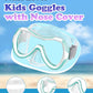 Aegend Kids Swim Mask Goggles, Tempered Glass 180° HD Wide View with Nose Cover