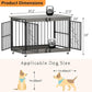 COZPAW Dog Crate Furniture, 48 Inch Dog Crates for Medium/Large Dogs, Farmhouse Wood Dog Kennel Indoor Heavy Duty Dog Cage with Caster Wheels (Gray)