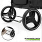 Magshion Pet Stroller for Medium Dogs w/Adjustable Handle, 3-Wheel Dog Cat Wagon w/Dual Entry, Rear Storage, Breathable Mesh, One-Foot Brake, Ideal for Large Pets up to 55 lbs, Black