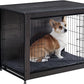 DWANTON Dog Crate Furniture with Cushion, Wooden Kennel Table with Double Doors, Indoor Dog House, Medium Size, 32.5" L, Dark Gray