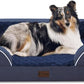 Orthopedic Dog Beds, Waterproof Memory Foam Large Sized Dog Bed with Sides, Non-Slip Bottom and Egg-Crate Foam Big Dogs Beds with Removable Washable Cover(Large,Navy Blue)