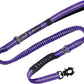 Heavy Duty Bungee Dog Leashes, 4-6FT Shock Absorbing Tactical Dog Leash with 2 Padded Handles, Metal Carabiner Clip,Car Seatbelt, Reflective Dog Leash for Medium Large Dogs (Purple)