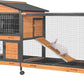 GUTINNEEN Rabbit Hutch with Chew-Resistant Metal Frame Indoor Bunny Cage Outdoor Rabbit Cage with Wheels and Leakproof Tray