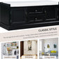 Storage Bench with 2 Drawers and 2 Cabinets, Pine Wood Shoe Bench with Removable Cushion for Living Room, Entryway 42.5" L x 15.9" W x 17.5" H (Black)