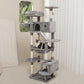 73 inches Large Cat Tree for Indoor Cats, Tall Cat Tower with Sisal Scratching Posts and Pads, Padded Plush Perch, Cozy Basket, Plush Condo for Large Cats (Grey)