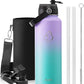 BUZIO 40oz Insulated Water Bottle, Stainless Steel Double Wall Water Flask (Cold for 48 Hrs) Leak Proof Sports Bottles Jug with Straw Lid Flex Cap Metal Canteen for Gym Travel Camping,Purple Green