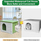 Rockever Plastic Cat House Outdoor with Escape Door, Waterproof Feral Cat House Outdoor Indoor, Sturdy Cat House for Outdoor Cats with Cat Bed Mat, Assemble Easily-Green