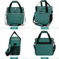 BAGLHER Pet Travel Set Airline-Approved Carrier for Small/Medium Cats & Dogs + Travel Bag with Food Containers & Silicone Bowls, Grey & Green