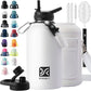Insulated Water Bottle | Thickened Stainless Steel Vacuum Metal | Portable Sports Half Gallon Large Water Jug for Gym and Hiking with Straw, Carrier Bag, Handle Strap | BPA-Free 64 oz