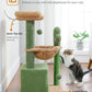 PEQULTI 4-in-1 Cactus Cat Tree, 33'' Cat Tower for Indoor Cats with Large Condo, Cat Scratching Post for Cats with Deep Hammock& Cozy Top Perch,Green