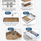 Stainless Steel Sifting Litter Box with Lid, Metal Litter Pan with Scoop for Big Cats Multi Cat, Extra Large Cats Litterbox Odor Control Easy Clean (24 * 16 * 12inch-Side Entry, X-Large)