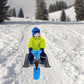 Snow Racer Sled for Kids, Dual Brakes Snowmobile Sled Ski with Steering Wheel, Snow Sledge for Skiing, Ice Skating, Sand Skating, Single Rider 45 x 20 x 15 inches