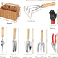 SOLIGT Garden Tools Set with Basket, Heavy Duty Stainless Steel Gardening Hand Tool with Wood Handle, Pruning Shears, Gloves - Perfect Gardening Gifts Planting Supplies for Women Men