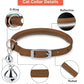 OOPSDOGGY Rolled Leather Cat Collar with Bell, Reflective Kitten Collars with Buckle Include Safety Elastic Strap - Adjustable Small Pet Collars for Boy Girl Cats (Beige)