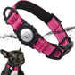 TagME Airtag Dog Collar,Waterproof Reflective Pet Collar with Airtag Holder,Soft Padded and Double D-Rings for Puppy,Hot Pink